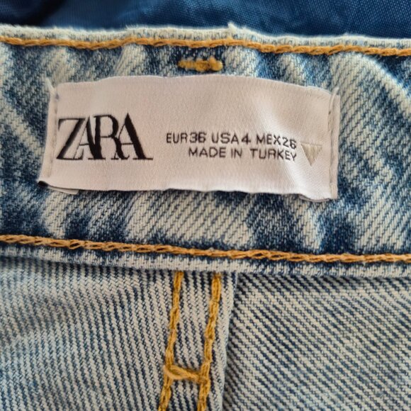Zara full length High Rise Raw hem Frayed Blue Jeans Size Size 36, 4 US - Picture 3 of 10